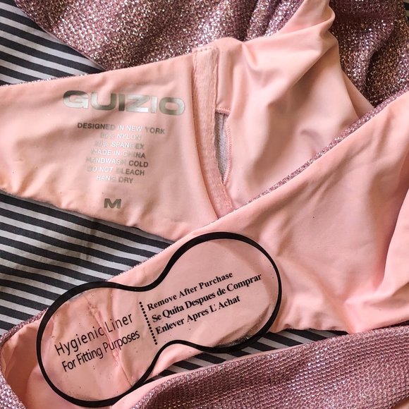 Danielle Guizio swim sparkly pink lure bikini set, size M - Picture 2 of 2